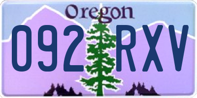 OR license plate 092RXV