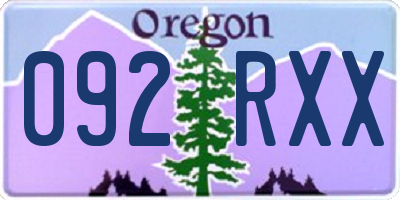 OR license plate 092RXX