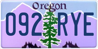 OR license plate 092RYE