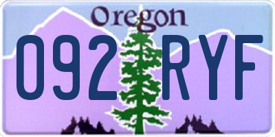 OR license plate 092RYF