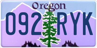 OR license plate 092RYK