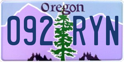 OR license plate 092RYN