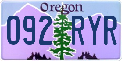 OR license plate 092RYR