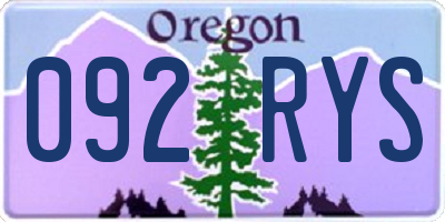 OR license plate 092RYS