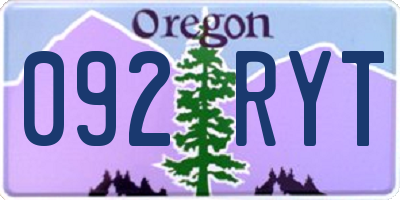 OR license plate 092RYT