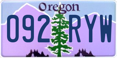 OR license plate 092RYW