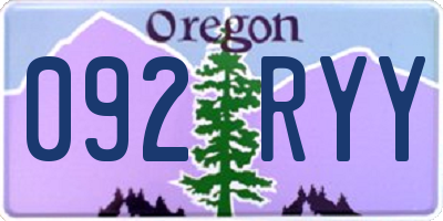 OR license plate 092RYY