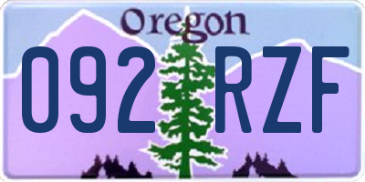 OR license plate 092RZF