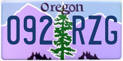 OR license plate 092RZG