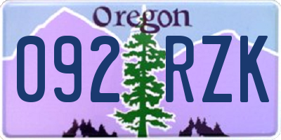 OR license plate 092RZK