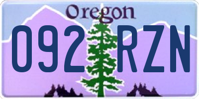 OR license plate 092RZN