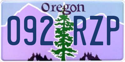 OR license plate 092RZP