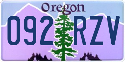 OR license plate 092RZV