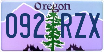 OR license plate 092RZX