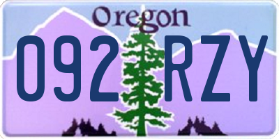 OR license plate 092RZY