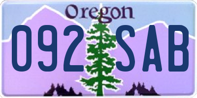 OR license plate 092SAB