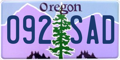 OR license plate 092SAD