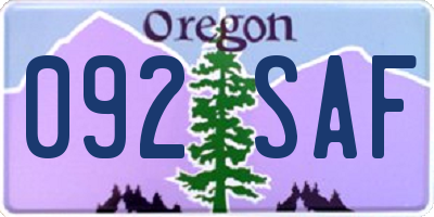 OR license plate 092SAF