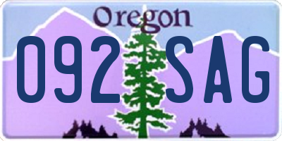 OR license plate 092SAG