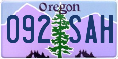 OR license plate 092SAH