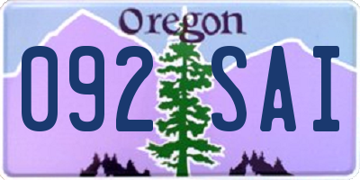 OR license plate 092SAI