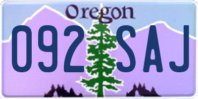 OR license plate 092SAJ