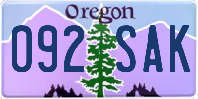 OR license plate 092SAK