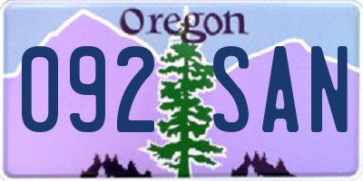 OR license plate 092SAN