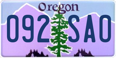 OR license plate 092SAO
