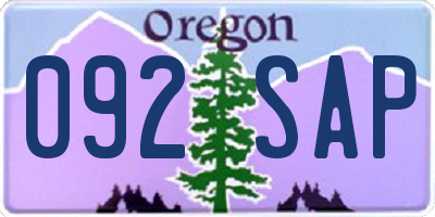 OR license plate 092SAP