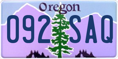 OR license plate 092SAQ