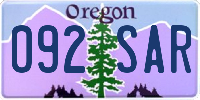 OR license plate 092SAR