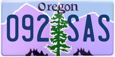 OR license plate 092SAS