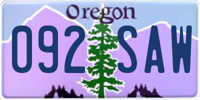 OR license plate 092SAW