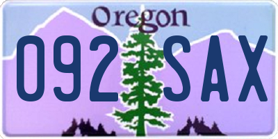 OR license plate 092SAX