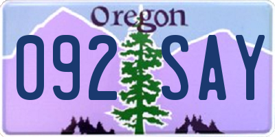 OR license plate 092SAY