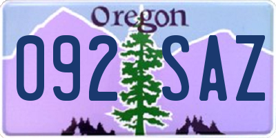 OR license plate 092SAZ