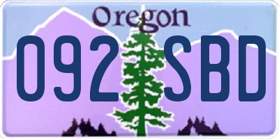 OR license plate 092SBD
