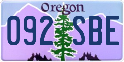OR license plate 092SBE