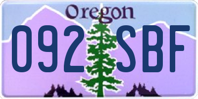 OR license plate 092SBF