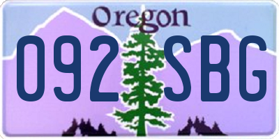 OR license plate 092SBG