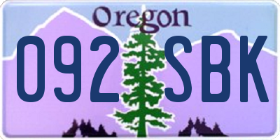 OR license plate 092SBK