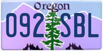 OR license plate 092SBL