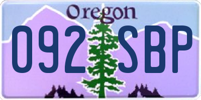 OR license plate 092SBP