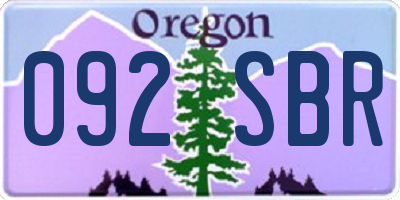 OR license plate 092SBR