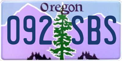 OR license plate 092SBS