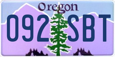 OR license plate 092SBT