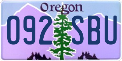 OR license plate 092SBU