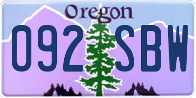 OR license plate 092SBW