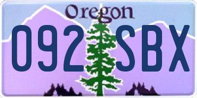OR license plate 092SBX
